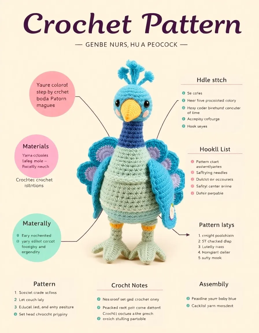 Free Peacock Crochet Pattern – Easy Amigurumi Peacock