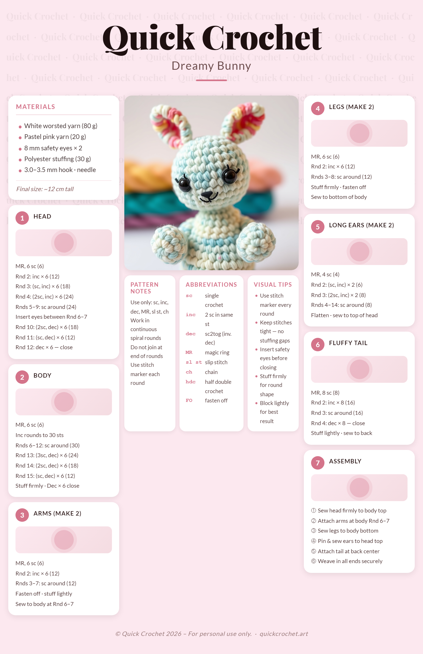 Free Bunny Crochet Pattern – Easy Amigurumi Bunny