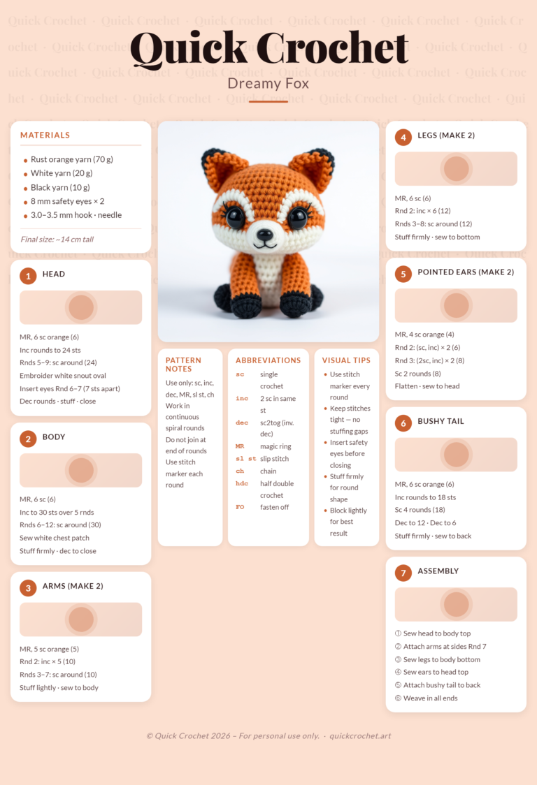 Free Adorable Crochet Pattern – Easy Amigurumi Arctic Fox
