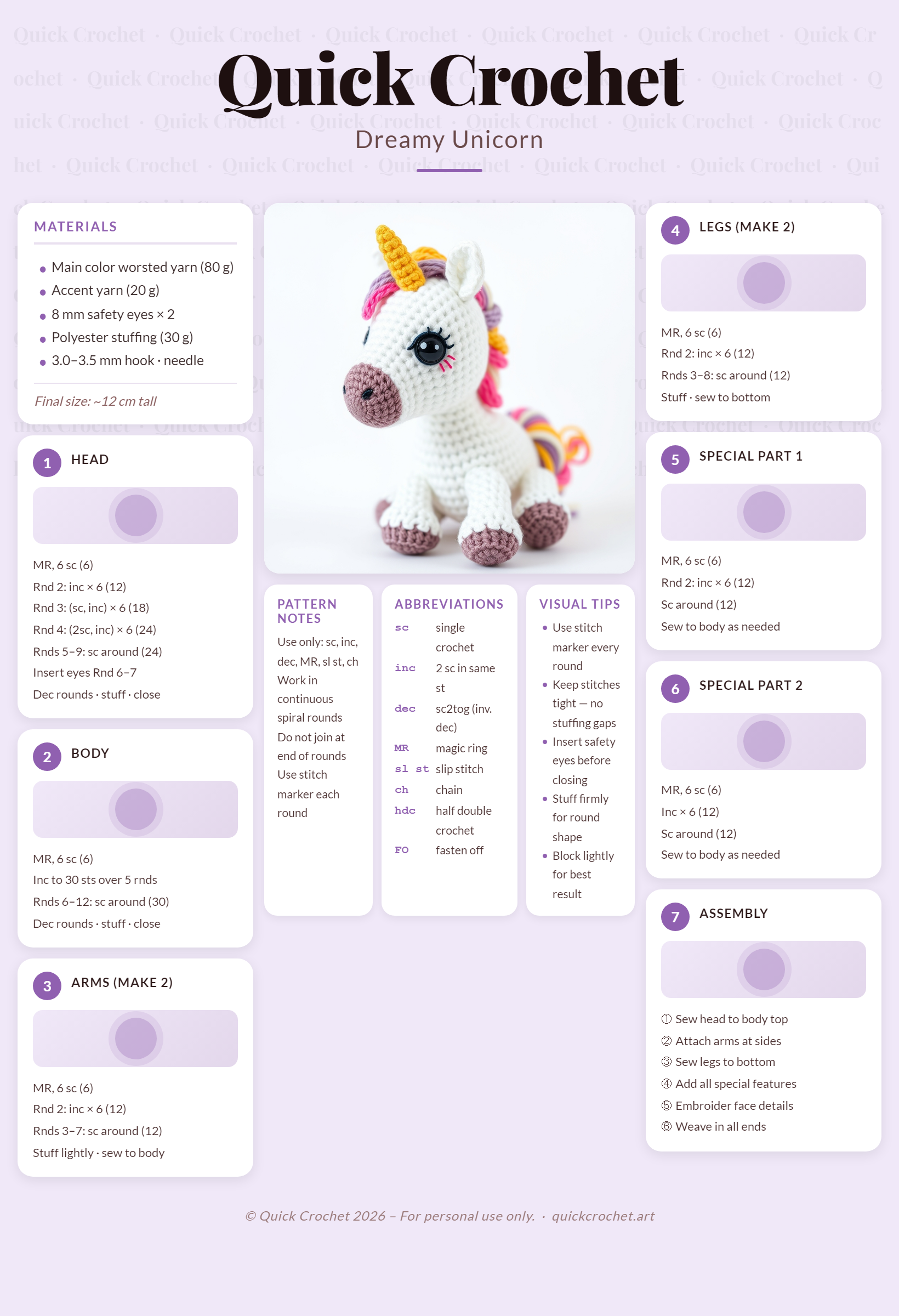 Free Unicorn Crochet Pattern – Easy Amigurumi Unicorn