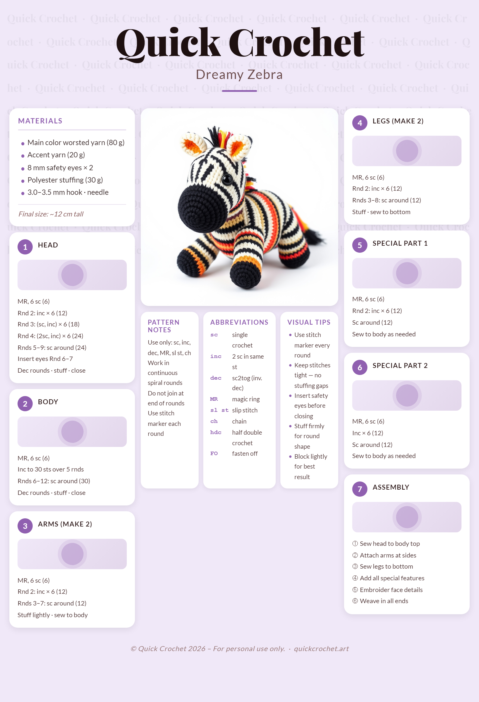 Free Crochet Pattern – Easy Amigurumi Zebra